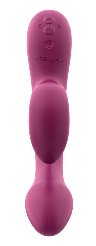 We-Vibe Nova 2 Rabbitvibrator är en rosa leksak med kontrollknappar, en böjd ergonomisk design och en flexibel klitorisstimulator för ökad njutning.