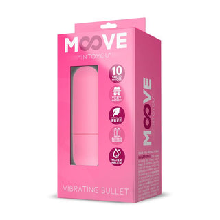 Moove 10 Speed Bulletvibrator i förpackning med flera hastigheter, vattentät design och uppladdningsbar batterifri funktion.