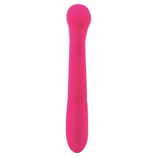 Goodies Honey G-Spot Vibrator, i premium silikonrosa, har ett rundat huvud, enkla kontroller och USB-uppladdningsbar kapacitet, isolerad på en vit bakgrund.