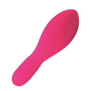 En bladformad Sugar G-spot Vibrator, tillverkad av slät, premium silikon med en rundad spets, visas i rosa mot en vit bakgrund.