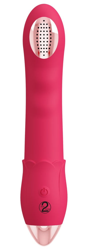 Showers to Orgasm Duschvibrator: En rosa silikonduschvibrator med cirkulär öppning och svarta prickar på toppen. Vattentät, uppladdningsbar och har 10 intensiva vibrationslägen för maximal njutning.