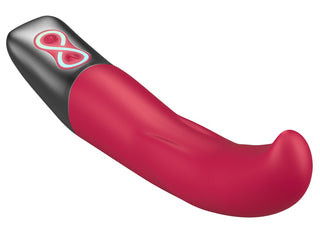 Titanz Slim G-punktvibrator i rött och svart har en böjd design, kontrollknappar för handtaget och 10 vibrationsinställningar för skräddarsydd njutning.