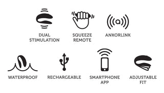 Upplev We-Vibe Chorus Parvibrator - en innovativ fjärrstyrd parvibrator med Dual Stimulation, Squeeze Remote, Ankorlink, vattentäthet, uppladdningsbart batteri, smartphone-app och justerbar passform för maximal njutning.
