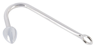24 cm Metall Analkrok är ett silver, böjt metallverktyg för bondageentusiaster, med en ögla i ena änden och en tillplattad spets i den andra.