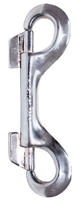 Närbild av Dubbel karbinhake, en elegant dubbelklämma i metall med identiska vridkrokar i varje ände, idealisk för flera applikationer.