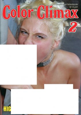 En blond kvinna pryder Vuxentidning Color Climax 2-omslaget, hennes krage tillför elegans medan konstfullt redigerade textblock förstärker den visuella lockelsen.