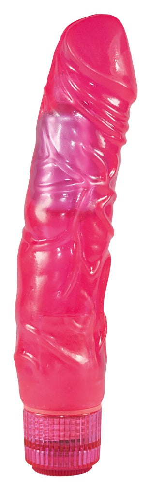 Dildo Vibrator Pink Love har en detaljerad strukturerad, rosa gelédesign med en räfflad bas för grepp, vilket ökar spänningen i din samling.