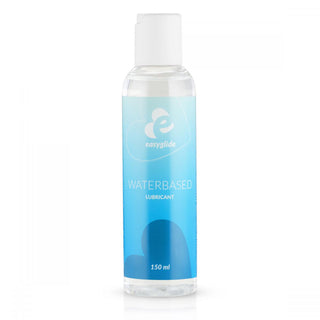 150 ml klar flaska Easyglide Vattenbaserat Glidmedel med blå etikett och vit text, CE-märkt för trygghet.