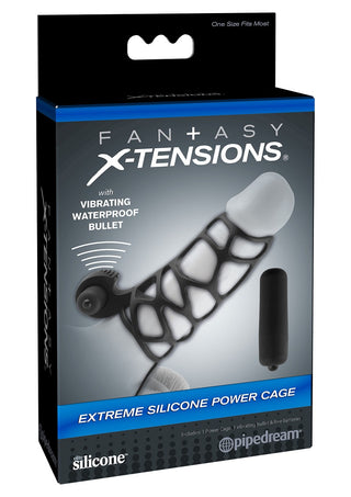 Upptäck det ultimata nöjet med Silikon Penis Sleeve, med Fantasy X-Tensions Extreme Silicone Power Cage och en vibrerande vattentät kula för förbättrad prestanda.