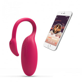 En rosa Magic Motion Flamingo - Vibrerande Ägg placeras bredvid en smartphone med ett app-gränssnitt, redo för en sömlös upplevelse.