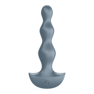 Satisfyer Lolli-Plug 2 Vibrator är en blå våg-texturerad analplugg med vattentät-design och har en utsvängd bas.