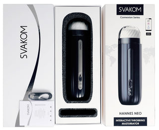 I förpackningen till Hannes Neo Svakom ingår en interaktiv bultande onani med tillbehör, en manual på svenska och en uppvärmningsfunktion för en förbättrad upplevelse.