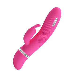 Vi presenterar Pretty Love Flirtation Rabbit, en rosa räfflad silikonvibrator designad med ett elegant utseende och böjd förlängning för förbättrad G-punktstimulering, vilket garanterar ökad njutning och tillfredsställelse.