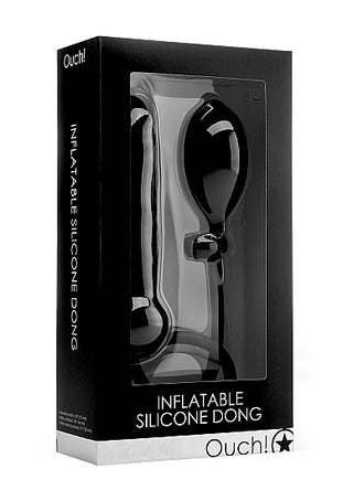 Box med en uppblåsbar silikondildo märkt Inflatable Silicone Dong.