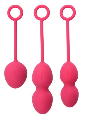 Knipkulor - 3 Set I Silikon Nova innehåller tre rosa Kegel träningsbollar med bekväma öglor för enkel användning.