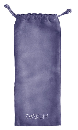 Lila ficka med dragsko med SVAKOM-logotypen, utformad för att elegant lagra dina Knipkulor - 3 Set I Silikon Nova väsentligheter.