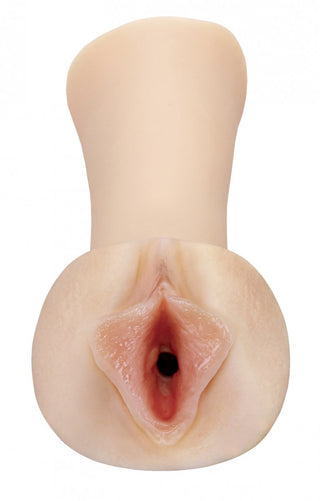 PDX-Extreme Self Lubricating Stroker har ett realistiskt, kötttonat tvärsnitt av den mänskliga halsen, tillverkad av Fanta Flesh Material för en autentisk känsla och framifrån.