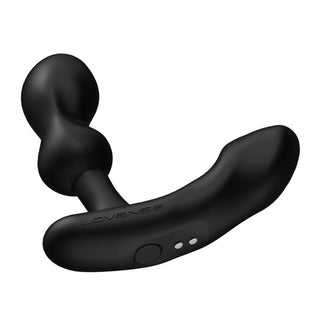 Lovense Edge 2 - Prostata Vibrator är en elegant svart massageapparat med ergonomiska kurvor och en sidoknapp, kompatibel med Lovense-appen för personlig kontroll.
