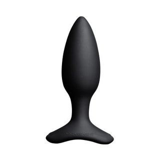 Lovense Hush 2 Small, en elegant svart silikon butt plug, står upprätt på en vit bakgrund och har appstyrningsfunktioner.