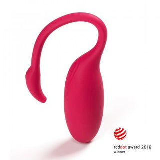 Den prisbelönta ergonomiska Magic Motion Flamingo - Vibrerande Ägg, med en röd böjd design, hedrades vid Red Dot Award 2016 för sitt innovativa tillvägagångssätt.
