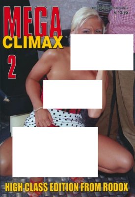 Tidskriftsomslaget med titeln Vuxentidning Mega Climax 2 visar en person i en prickig outfit, med vissa delar censurerade, retas den erotiska världen och sensuella berättelser inuti.