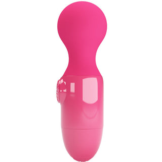 Pretty Love Mini-Wand är en rosa handhållen personlig massageapparat med ett lökformigt huvud och slät struktur, som ger kraftfulla vibrationer för ultimat avkoppling. Dess kompakta design gör den idealisk för användning på språng.