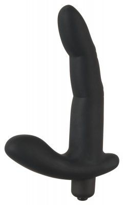 Den svarta Prostata / G-punkt Vibrator (13 cm) är tillverkad av silikon sexleksak, med en böjd design och ett brett handtag för enkel kontroll.