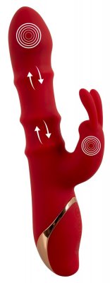 Upplev ultimat nöje med den röda You2Toys Rabbitvibrator. Den har ett strukturerat skaft och klitorisstimulator, som erbjuder anpassade vibrationslägen och tydliga indikatorer för exakt stimulering varje gång.