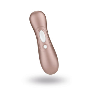 En elegant, beige handhållen gadget med två knappar, Satisfyer Pro 2 Next Generation sticker ut mot en vanlig vit bakgrund.
