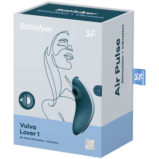 Upptäck den elegant förpackade Satisfyer Vulva Lover, en luftpulsstimulator med en elegant design och innovativa lufttryck-vågor med vibrationer för oöverträffad njutning.