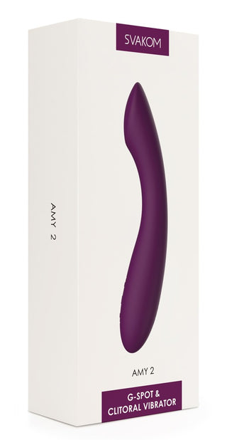 Upplev sensuell extas med Svakom Amy 2, en lyxig lila vibrator designad för G-punkt och klitoris njutning. Denna utsökta vuxenleksak kombinerar elegans och tillfredsställelse för att förstärka dina intima stunder.
