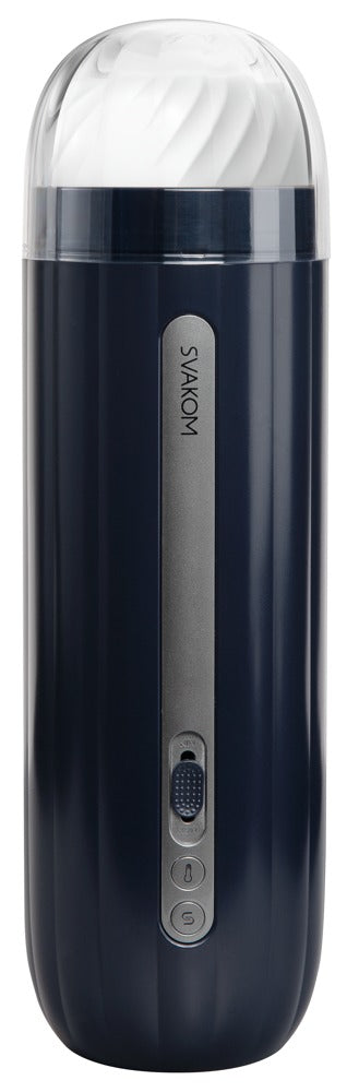 Upplev interaktiv njutning med Hannes Neo Svakoms bärbara kaffekvarn i mörkblått, med ett transparent lock och eleganta sidokontrollknappar, perfekt för kaffeentusiaster som uppskattar finare detaljer.