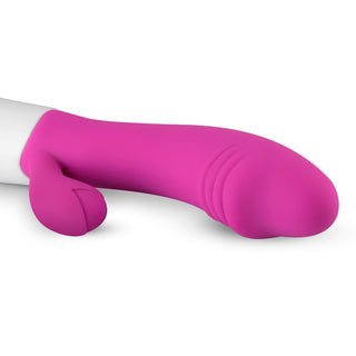 Realistic Rabbit Vibrator är en rosa silikonenhet, med en slät yta och design med dubbla ändar med en krökt spets för att rikta in sig på G-punkten och klitorisstimulering.