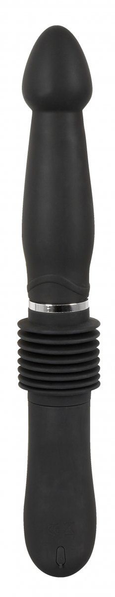 You2Toys Thrust Vibrator är en elegant, svart, räfflad enhet designad för kraftfulla vibrationer.