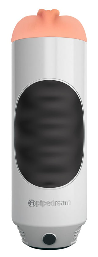 Denna cylindriska elektroniska enhet, med en persikofärgad keps och mörk displaypanel, liknar den eleganta designen hos Lösvagina Med Vibration - 23 cm.
