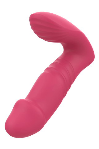 Essentials Up&Down Vibrator är en rosa silikonvibrator med en räfflad design, böjt handtag och G-punkt-stimulering, vilket gör den perfekt vattentät för äventyrliga upplevelser.