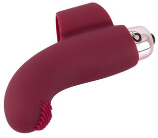 Upplev njutning med Finger Vibrator Med Bullet, en röd silikondesign med en texturerad spets för förbättrade sensationer och en elegant silveraccent. Idealisk för sensuell massage, den blandar sömlöst elegans med intensitet.