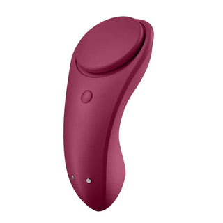 Vinröd trosvibrator med rund magnetisk platta och enkel knappstyrning