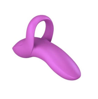 Lila fingervibrator med inbyggd vibrator i silikon