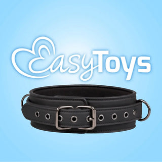 EasyToys svart bondagehalsband i konstläder med metallspänne