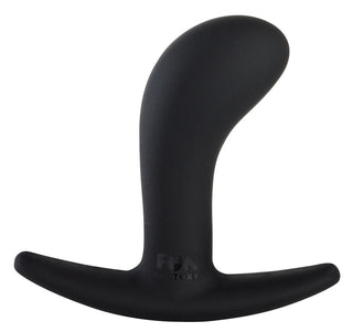 Upplev Fun Factory Bootie, en prostatamassager i svart silikon med en böjd spets och bred T-formad bas. Denna mångsidiga enhet fungerar också som en anal stimulator, vilket ger ökad komfort och njutning.