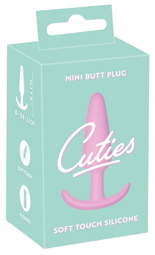 En turkos ask avslöjar Cuties Mini Buttplug Rose, tillverkad av kroppssäkert silikon för sinnesfrid och prydd med Soft Touch Silicone.