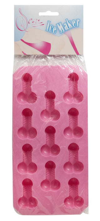 Penisformad Isbitsform - rosa silikonisbricka med flera penisformade formar som gör dina drinkar roligare.