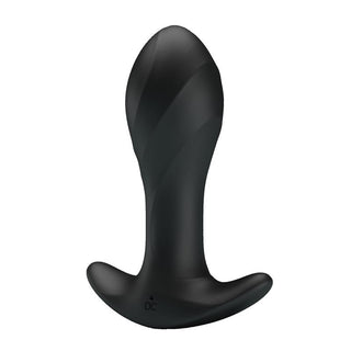 PrettyLove Vibrerande Analplugg är en svart analplugg i kroppssäker silikon med kurvad bas, slät och bulbös form samt 12 vibrationsfunktioner.