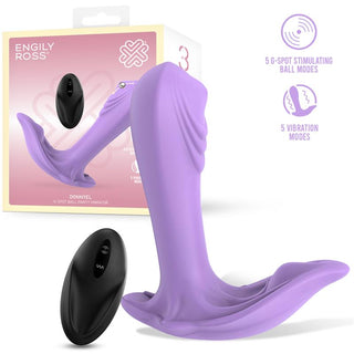 Engily Ross Donnyel Trosvibrator, i fantastisk lila, är tillverkad av premium silikon för en lyxig känsla. Den har en fjärrkontroll och kommer i en elegant förpackning, allt expertdesignat för G-punktstimulans.