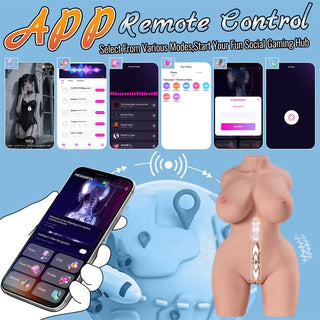 Xise Dennehy Torso, realistiskt material, ljus hudton, styrs via en app på smarttelefonen, automatiserad stötfunktion.