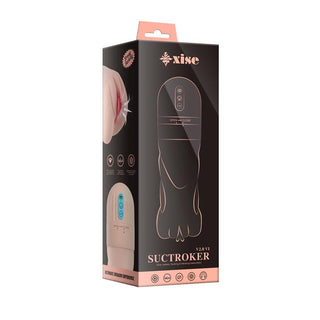 XISE Suctroker V2.0 onaniprodukt för män i svart, med tydliga reglage och en elegant, modern design på förpackningen.