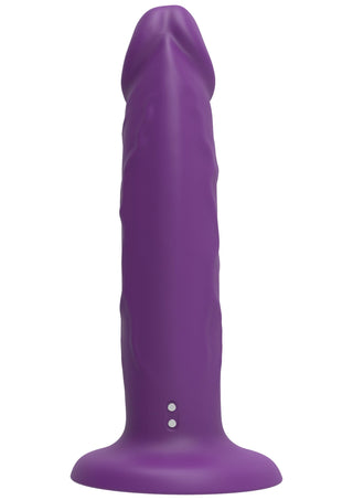 Get Real TOYJOY Vibrator 19 cm är en lila, realistisk silikondildo med en utsvängd bas, subtil ådring och är kompatibel med sele.