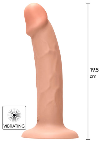 Get Real TOYJOY Vibrator 19 cm: realistisk, vibrerande dildo i silikon med sugkopp, selekompatibel och visas stående.