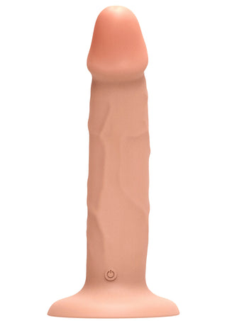 Get Real TOYJOY Vibrator 19 cm är en realistisk, köttfärgad silikondildo med en utsvängd sugbas och framträdande huvud för selekompatibel användning.
